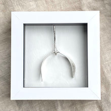 Load image into Gallery viewer, Mistletoe Kisses - Silver mistletoe in white shadow box
